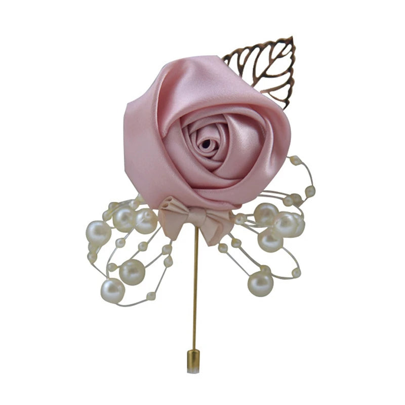 Satin Rose Corsage Brooch | Wedding Boutonniere & Bridal Accessory