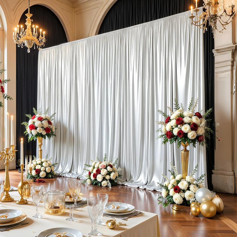 Satin Backdrop Christmas Curtains Wrinkle Free Silky Fabric Background Drapes for Baby Shower Birthday Party Prom Wedding Decor