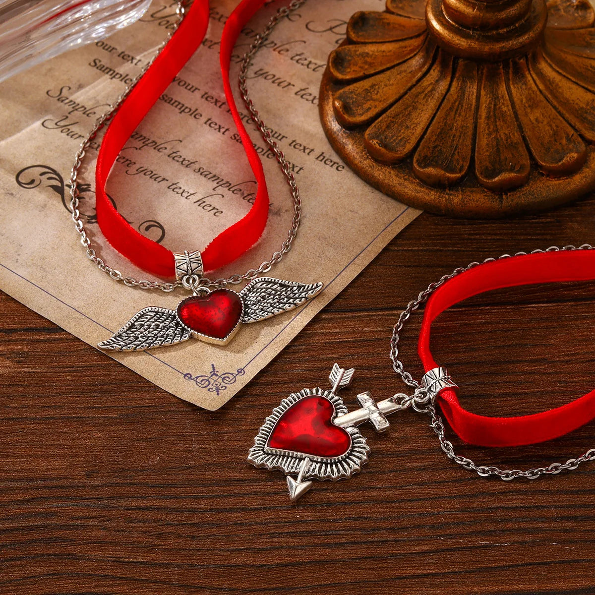 Collier ras-du-cou « rose épanouie en dentelle gothique » — style Lolita
