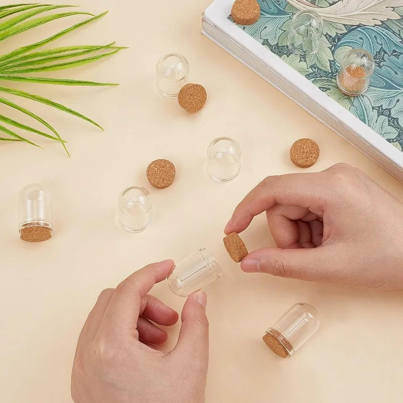 24pcs Glass Cloche Bell Jar with Cork Base - 5 Sizes Display Case for Flowers Mini Bottles Terrarium Home Party Wedding Decor