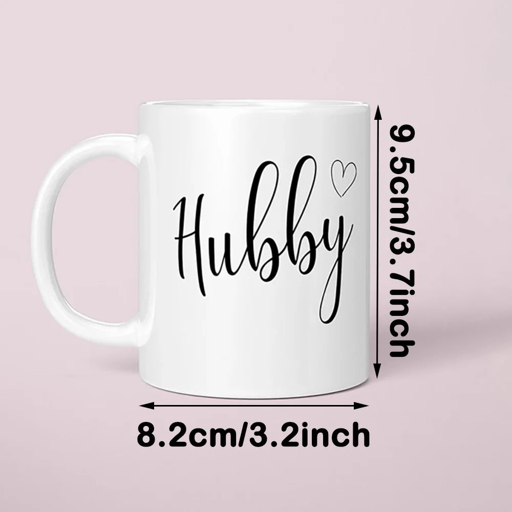 Hubby & Wifey Ceramic Mug | Wedding Gift Coffee Cup for Newlyweds