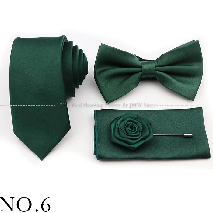 Ensemble cravate et nœud papillon violet bleu sauge vert en polyester, boutons de manchette et broche pour costume de marié, cravate de mariage, accessoire de chemise