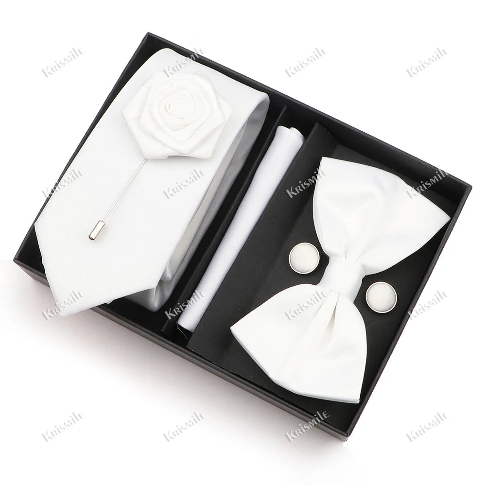 Men's Tie Box Gift Set | Necktie, Bow Tie, Pocket Square, Cufflinks & Brooch
