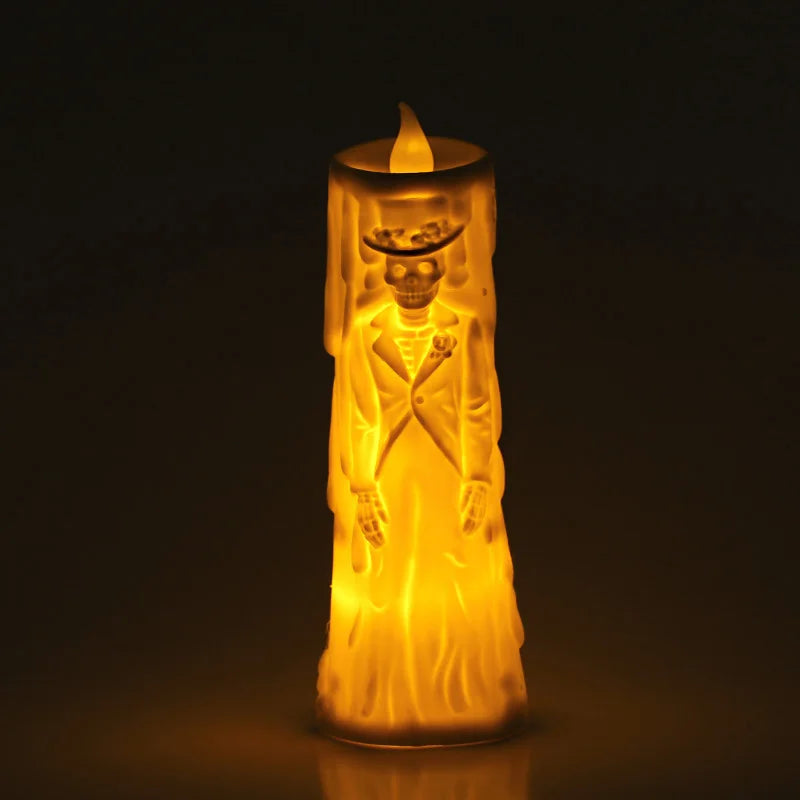 Lampe squelette d'Halloween à LED lumineuse, bougie, décoration d'horreur, accessoire, lampe couple fantôme marié(e), ornement, décoration d'Halloween