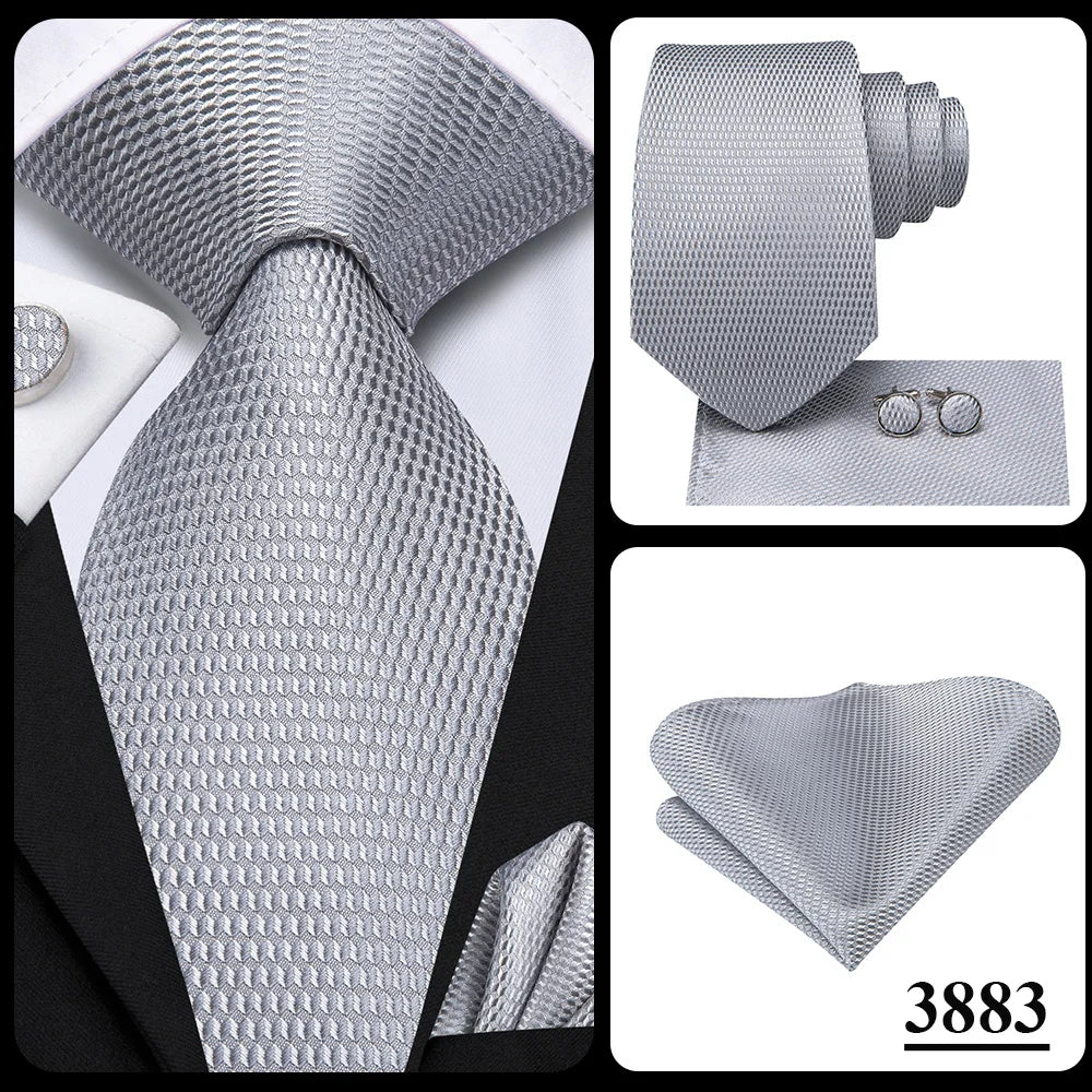 Silk Paisley & Floral Necktie Gift Set | Groom & Groomsmen Wedding Tie with Pocket Square & Cufflinks