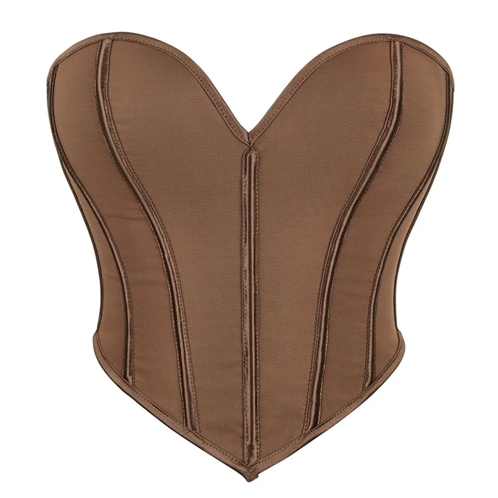 Sexy Women Overbust Corsets / Golden  Lace Up Body Shaper / Lingerie Gothic Corselet