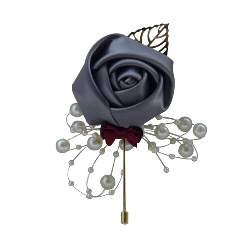 Satin Rose Corsage Brooch | Wedding Boutonniere & Bridal Accessory