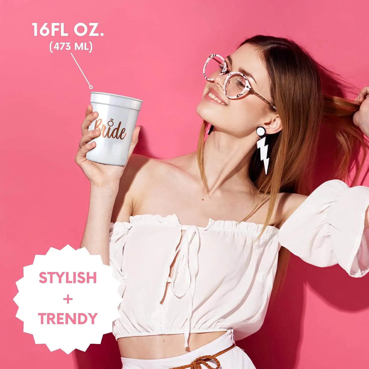 Lot de tasses en plastique pour enterrement de vie de jeune fille - Équipe de la mariée - Cadeau de douche nuptiale - Articles de fête pour enterrement de vie de jeune fille - Décoration de mariage