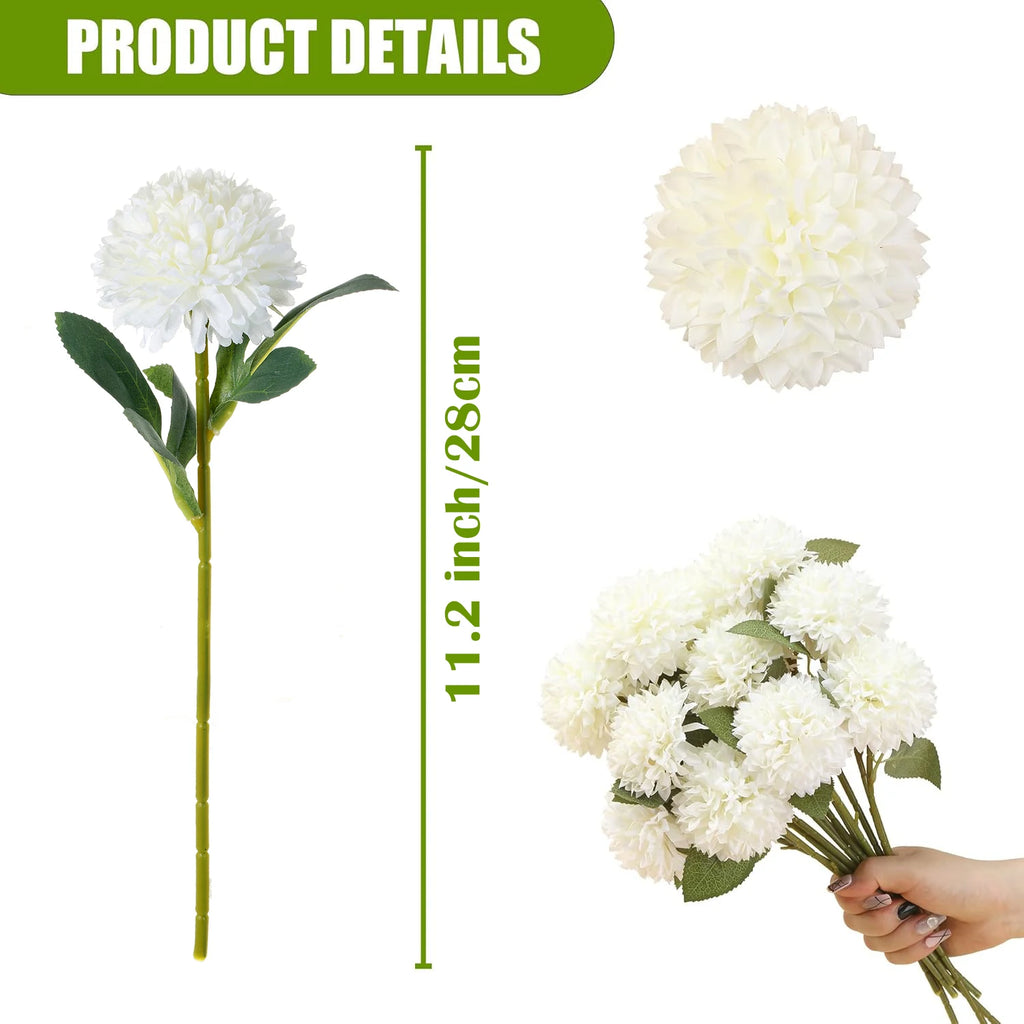 Boules de fleurs artificielles en chrysanthème pour la décoration de mariage et de la maison (Lot de 12)