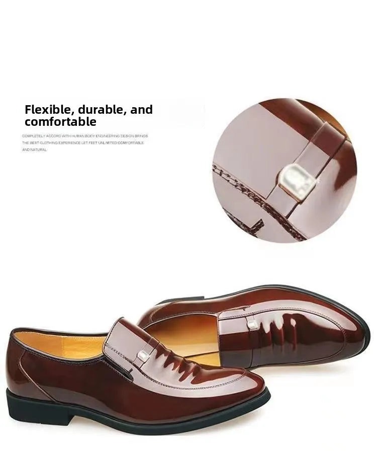 Chaussures en cuir habillées pour hommes, style britannique, décontractées, pour marié, rehaussant la taille, respirantes, à bout pointu, pour l'été