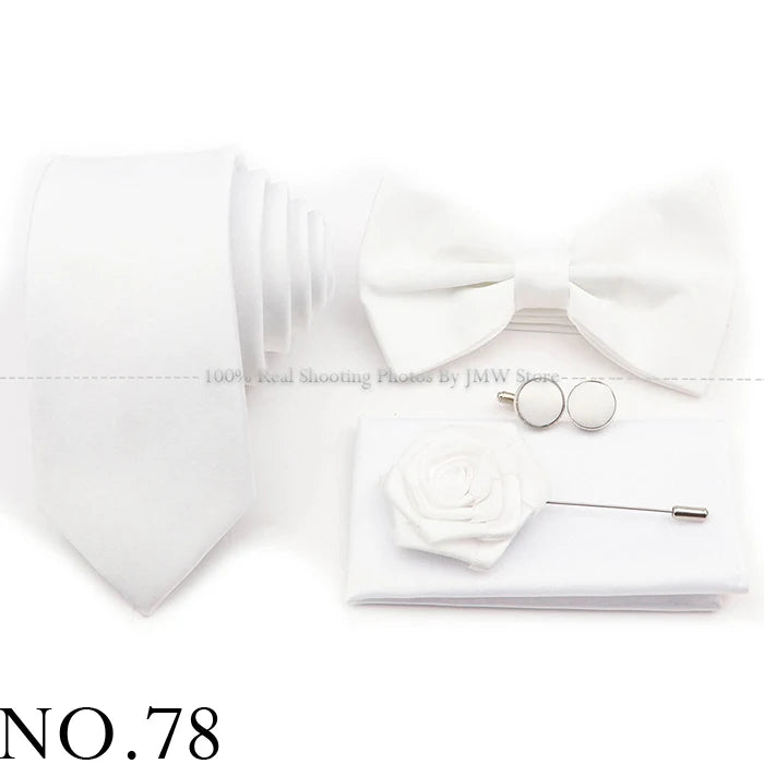 Ensemble cravate et nœud papillon violet bleu sauge vert en polyester, boutons de manchette et broche pour costume de marié, cravate de mariage, accessoire de chemise