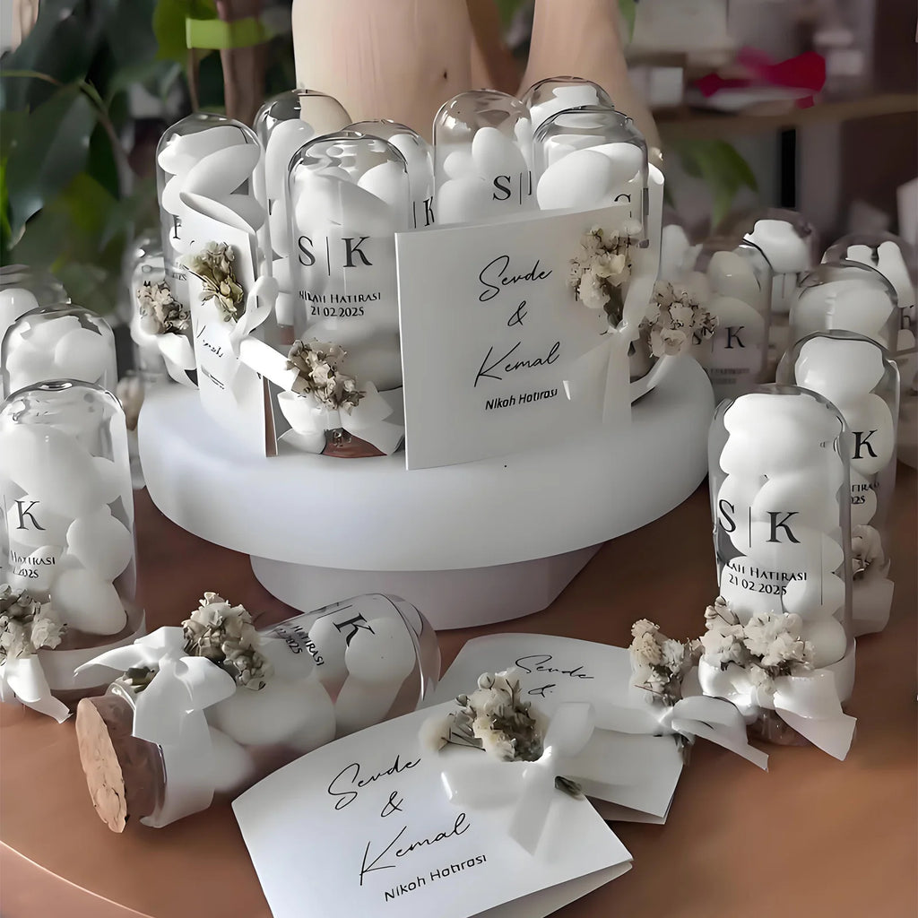 24pcs Glass Cloche Bell Jar with Cork Base - 5 Sizes Display Case for Flowers Mini Bottles Terrarium Home Party Wedding Decor