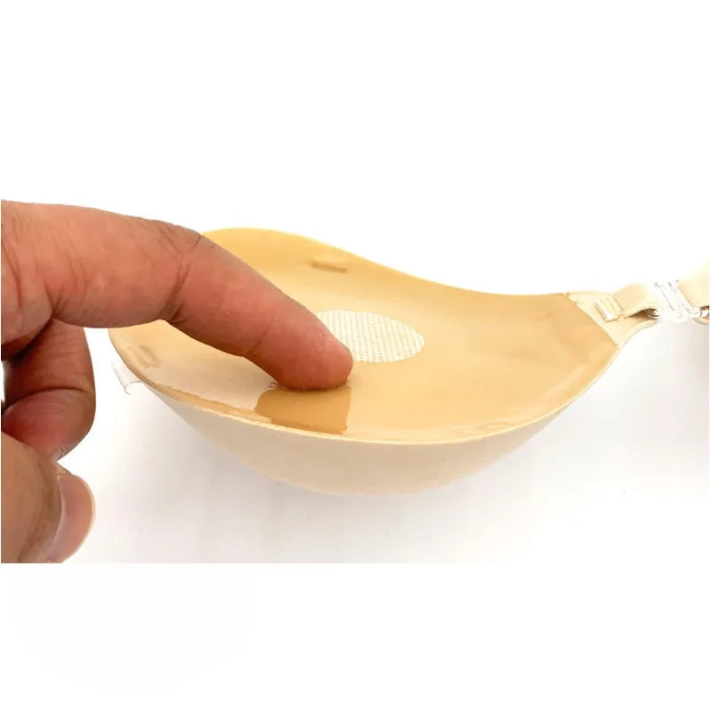 6cm Lift Silicone Adhesive Bra - Waterproof Invisible Push Up for Wedding & Backless Dresses, Natural Curve for Small Chest