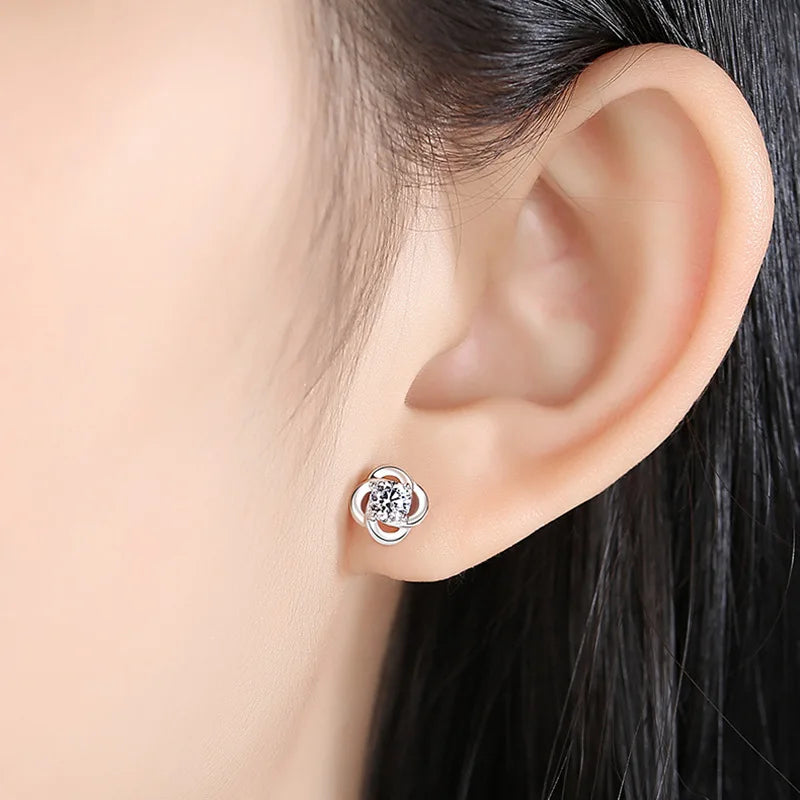 Boucles d'oreilles créoles en Zircon scintillant — Argent sterling 925