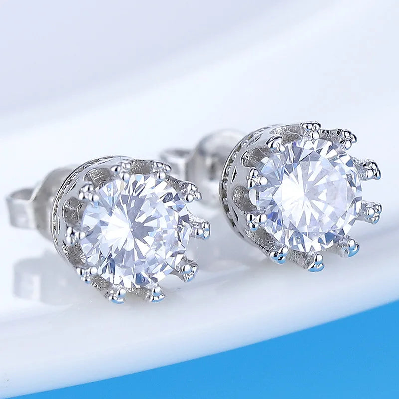 Boucles d'oreilles clous classiques en Zircon 5A de luxe — Argent sterling 925