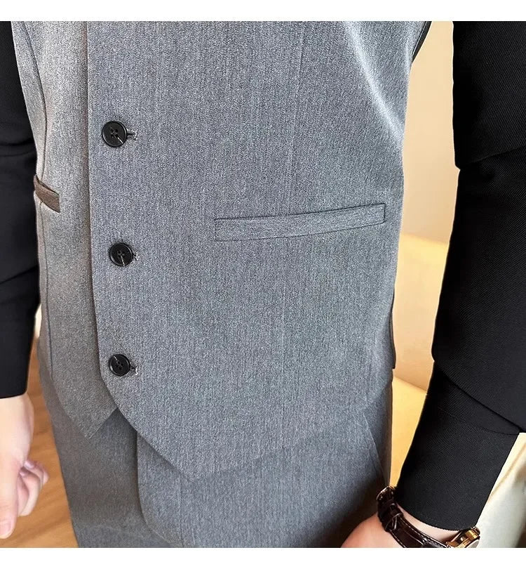 Men's Elastic Suit Vest | Solid Color Waistcoat | Groom & Wedding Party