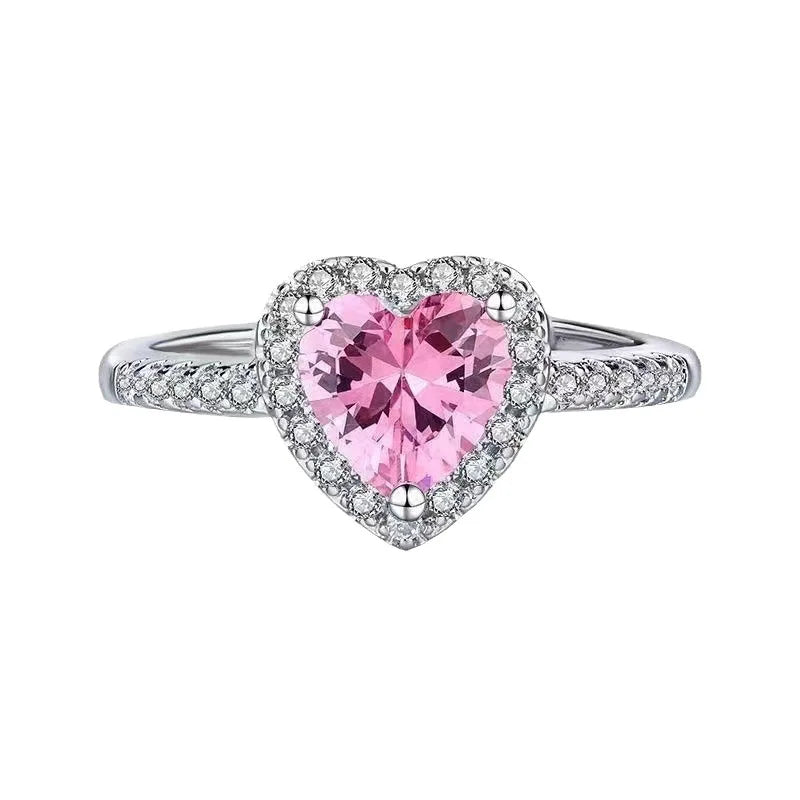 Bague en argent sterling 925 en forme de cœur avec zircone brillante pour femme, fiançailles, mariage, bijoux fins de luxe de haute qualité