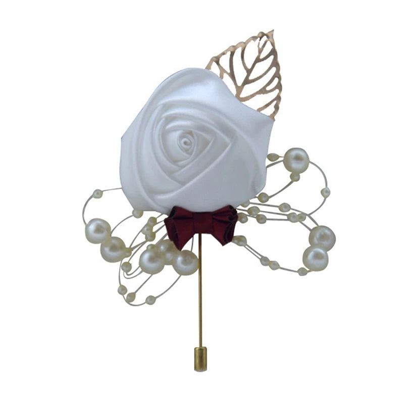 Satin Rose Corsage Brooch | Wedding Boutonniere & Bridal Accessory