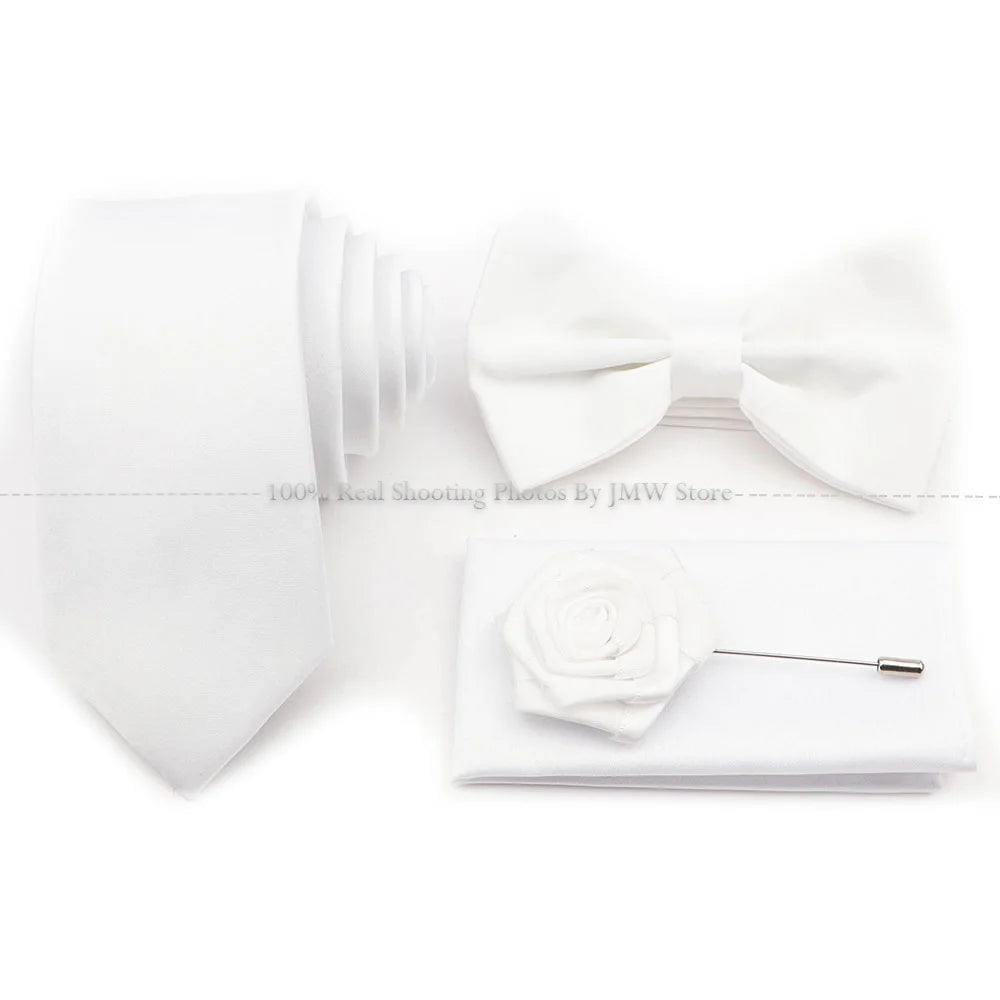 Ensemble cravate et nœud papillon violet bleu sauge vert en polyester, boutons de manchette et broche pour costume de marié, cravate de mariage, accessoire de chemise