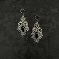 Gothic Victorian Celtic Filigree Gemstone Dangle Earrings