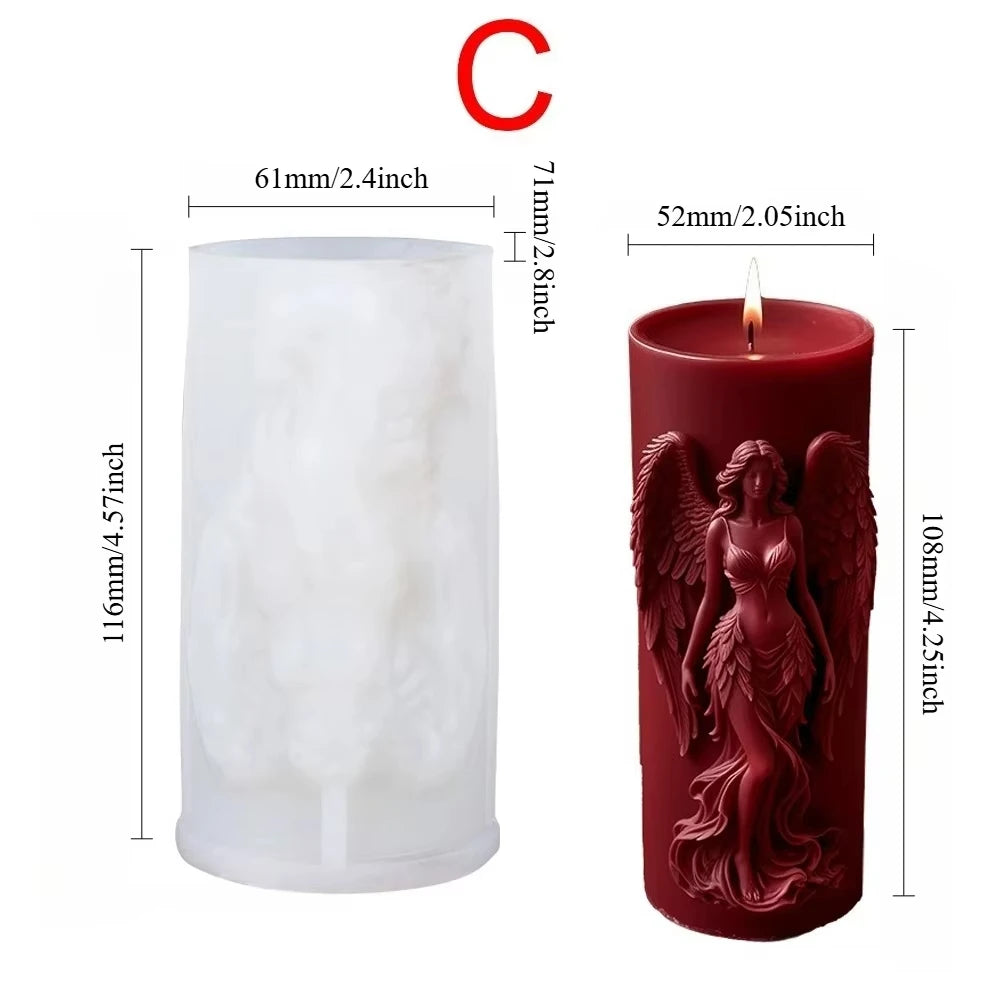 Moule en Silicone pour Bougie Pilier Motif Ange Aile Style Gothique 3D Jupe Déesse Résine Moule DIY Outil de Fabrication Plâtre Argile Décoration Maison