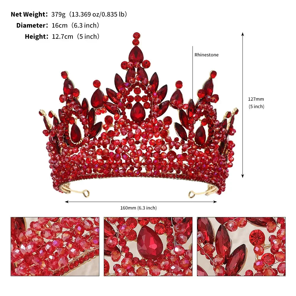 Accessoires de cheveux de mariage colorés roses, coiffe de concours de beauté, diadème de mariée Fait à la main en CRISTAL coloré avec perles