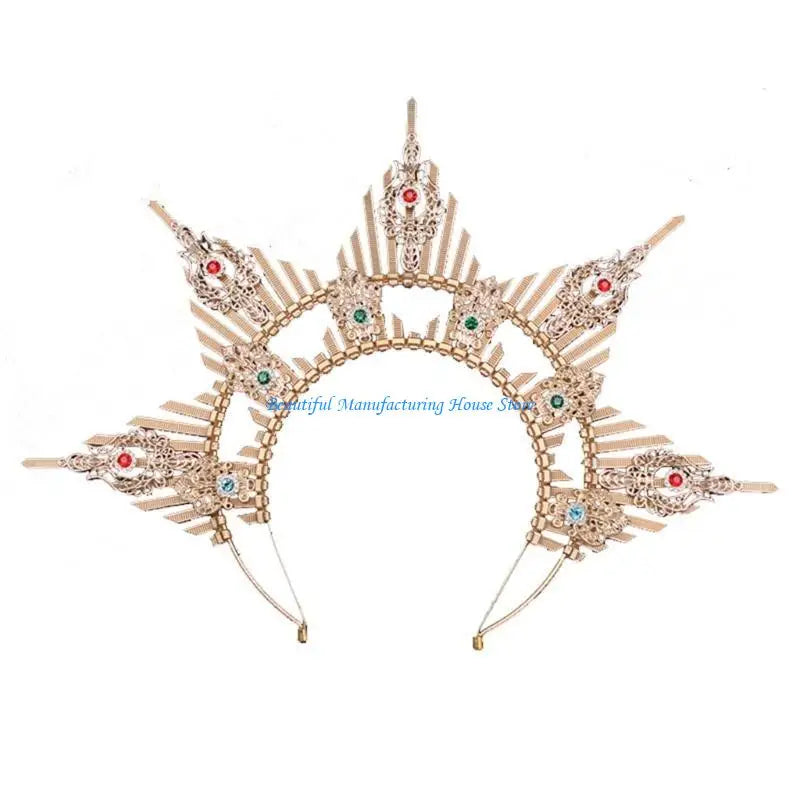 E56A Serre-tête gothique avec diadème, couronne de princesse en cristal pour fête de mariage