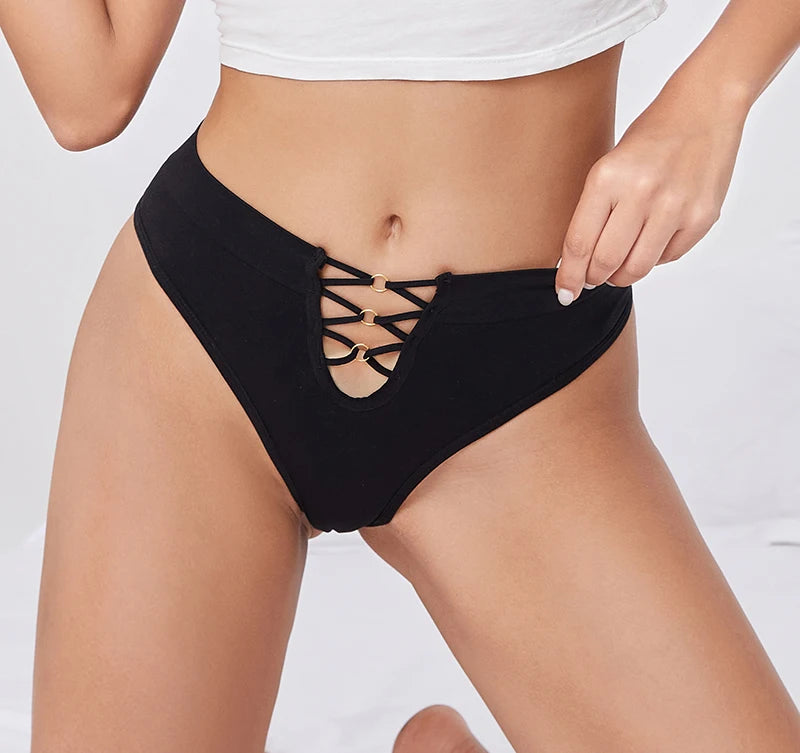 WHPC Culottes Femme Sexy Lingerie Femme Bas Lanière Évidée Culottes Pour Femme Bikini Cercle Mode Culottes Taille Moyenne Lingerie Féminine