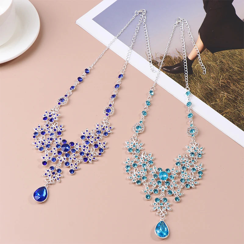 Flower & Water Drop Bridal Necklace & Earring Set