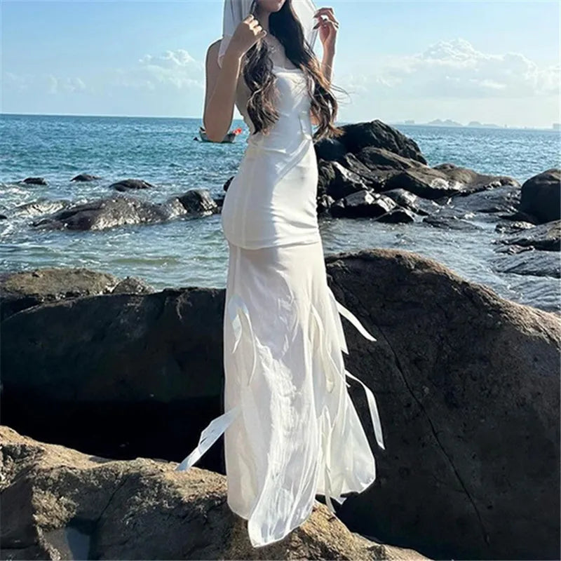 Goth Dark Fairycore Diverse Dressing Styles Partywear Sexy Strapless Hooded Long Dress Gothic Cute Bow Mesh Slim Bodycon Dresses