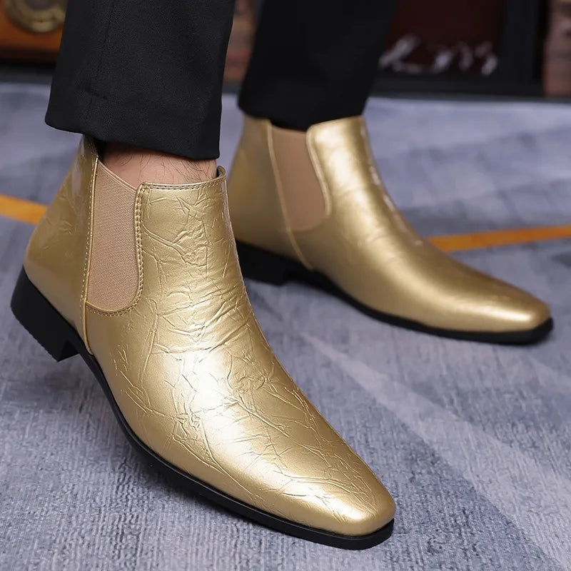 Bottes Chelsea Homme Grandes Tailles 39-48 Bottines Rétro de Haute Qualité Bottes en Cuir Tendance pour Hommes Chaussures Habillées d'Affaires Zapatos
