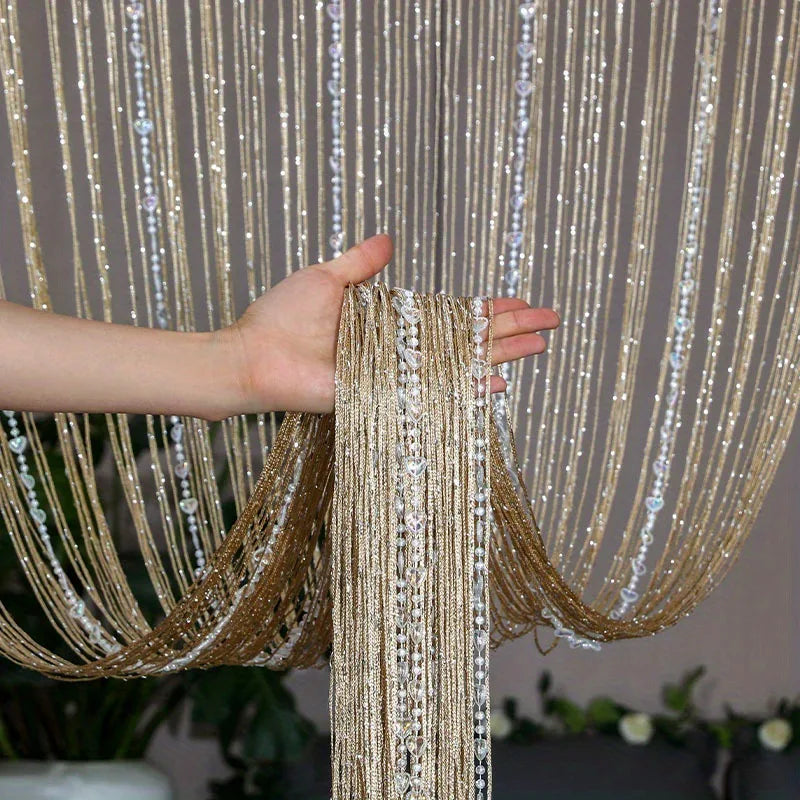 1 rideau de perles à pampilles en acrylique - Séparateur de pièce de 1x2m pour décoration de mariage et séparation de maison | Design scintillant élégant