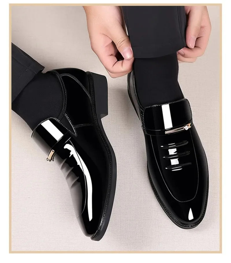 Chaussures habillées pour homme Pointures 38-49, Mocassins formels à haut brillant, Chaussures de mariage de luxe, Chaussures de conduite décontractées et confortables pour hommes