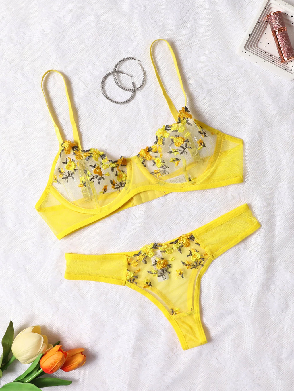 New Candy-colored Fairy Lingerie Underwear Transparent Lace Exotic Set See-Through Delicate Bilizna Sexy Fancy Intimate Push Up