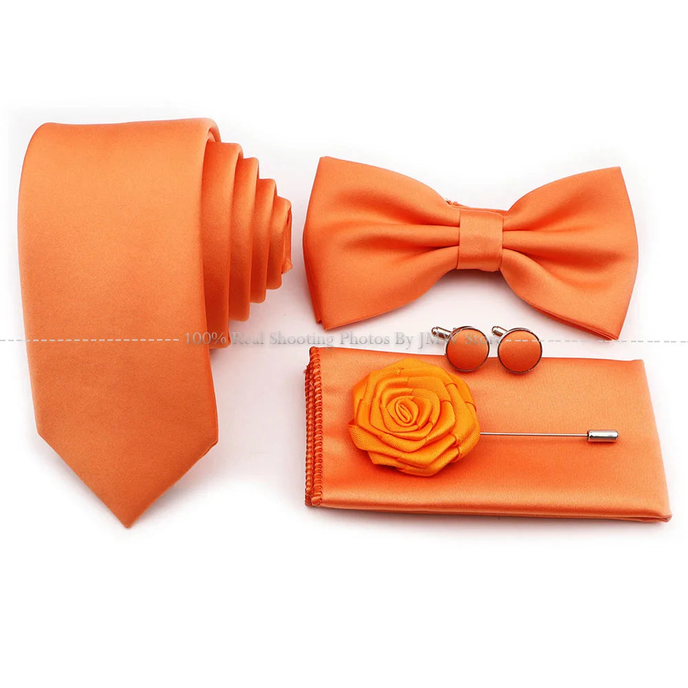 Ensemble cravate et nœud papillon violet bleu sauge vert en polyester, boutons de manchette et broche pour costume de marié, cravate de mariage, accessoire de chemise
