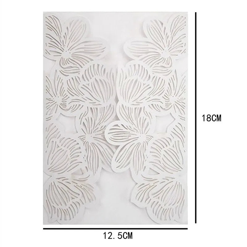 10/20pcs Fleurs Cartes d'invitations de mariage Papier blanc Anniversaire Carte de vœux Couverture Fournitures de décoration de fête de mariage et de fiançailles