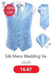 Gilets de costume en soie Hi-Tie pour homme, 4 pièces, tissés, vert sauge uni, gilet, cravate, pochette, boutons de manchette, pour affaires, mariage, robe, veste de taille
