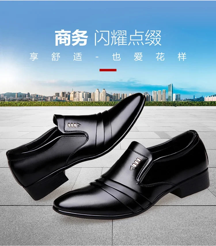 Chaussures habillées pour hommes en cuir PU, mocassins d'affaires tendance pour hommes, chaussures noires pointues Oxford respirantes pour mariage formel