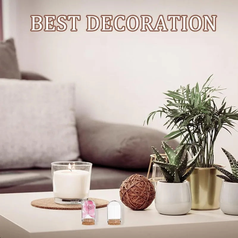 24pcs Glass Cloche Bell Jar with Cork Base - 5 Sizes Display Case for Flowers Mini Bottles Terrarium Home Party Wedding Decor