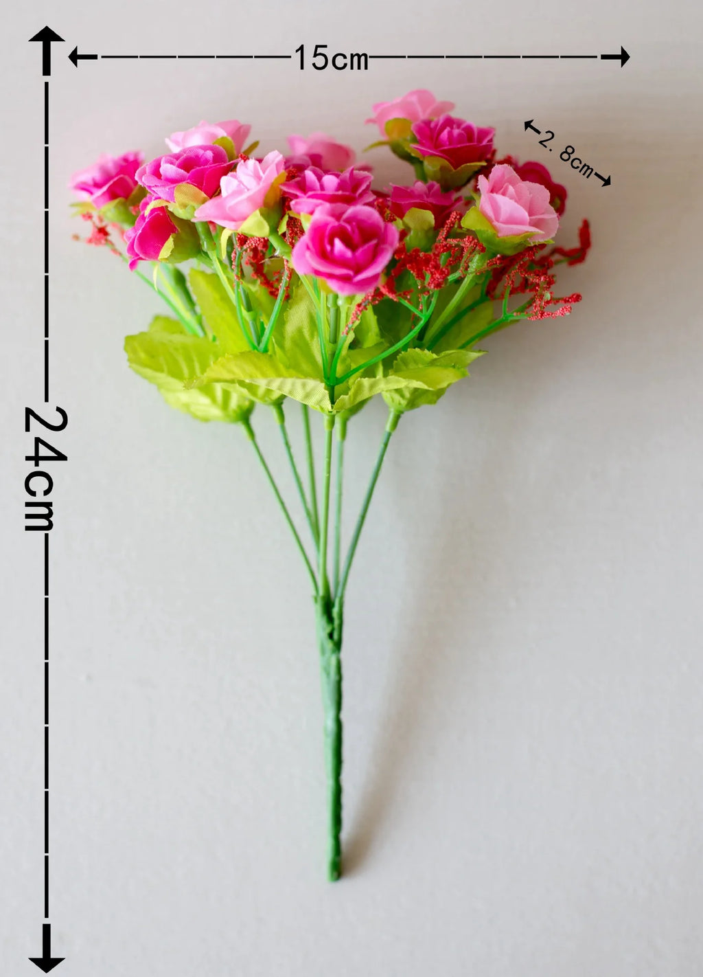 Bouquet de roses artificielles diamant – 21 fleurs, 7 tiges