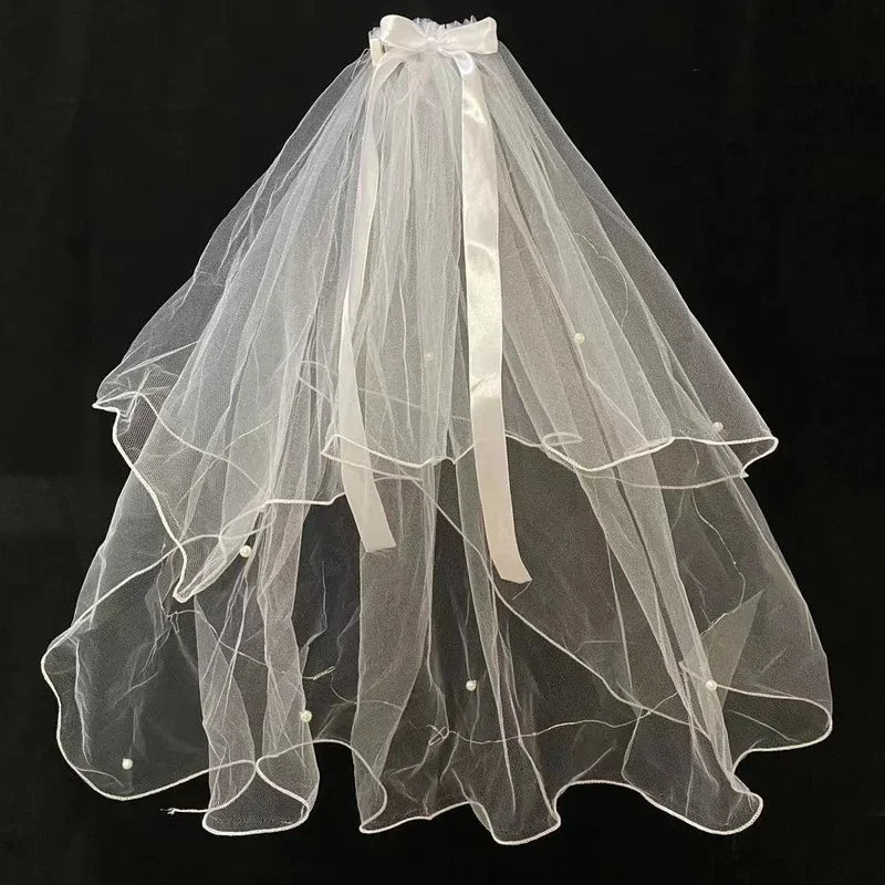Voile mignon Cheveux Lumineux Fée Ruban Nœud Couronne Lampe LED Mariage Fournitures de Fête Maquillage Fille