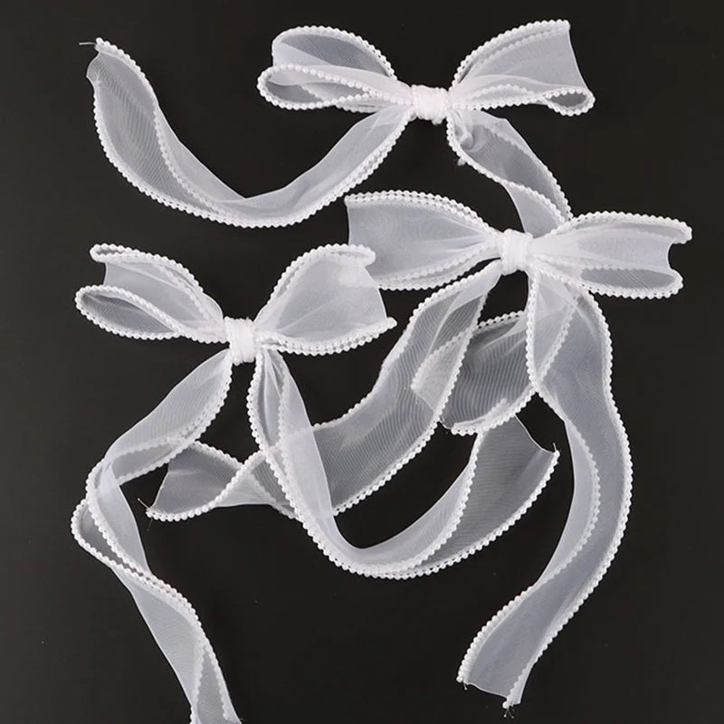 (3 pièces/paquet) 22,3*14,5cm Ruban en organza à bord perlé et nœud, dentelle, décoration de mariage, fleurs, emballage cadeau, accessoires vestimentaires