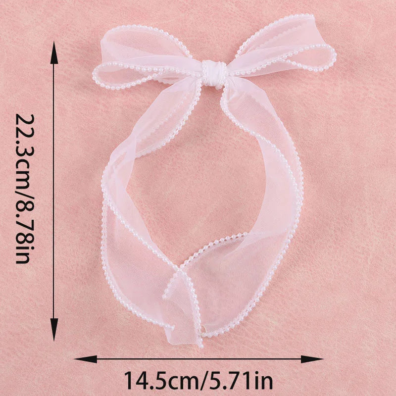 (3 pièces/paquet) 22,3*14,5cm Ruban en organza à bord perlé et nœud, dentelle, décoration de mariage, fleurs, emballage cadeau, accessoires vestimentaires