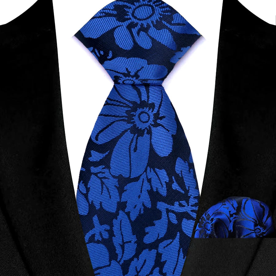 Cravate Homme Bleu Roi de Luxe, Carreaux, Rayures, Paisley, Haute Qualité, Mouchoir de Poche, Ensemble Cravate pour Mariage, Cadeaux d'Affaires