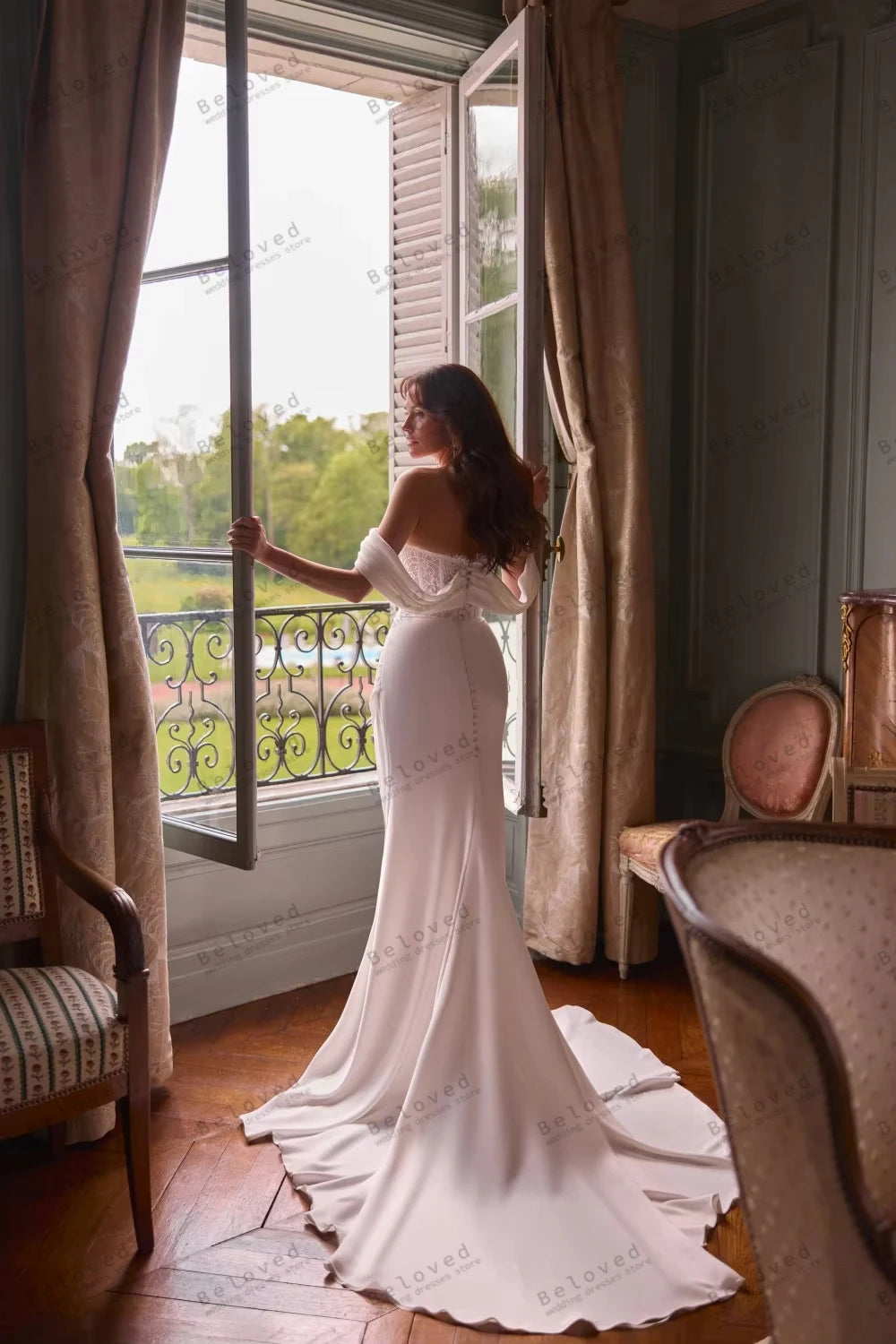 Charmantes Robes de Mariée Vintage Robes de Mariée Bustier Épaules Dénudées Traîne Balayée Vestidos De Novia Personnalisés 2026