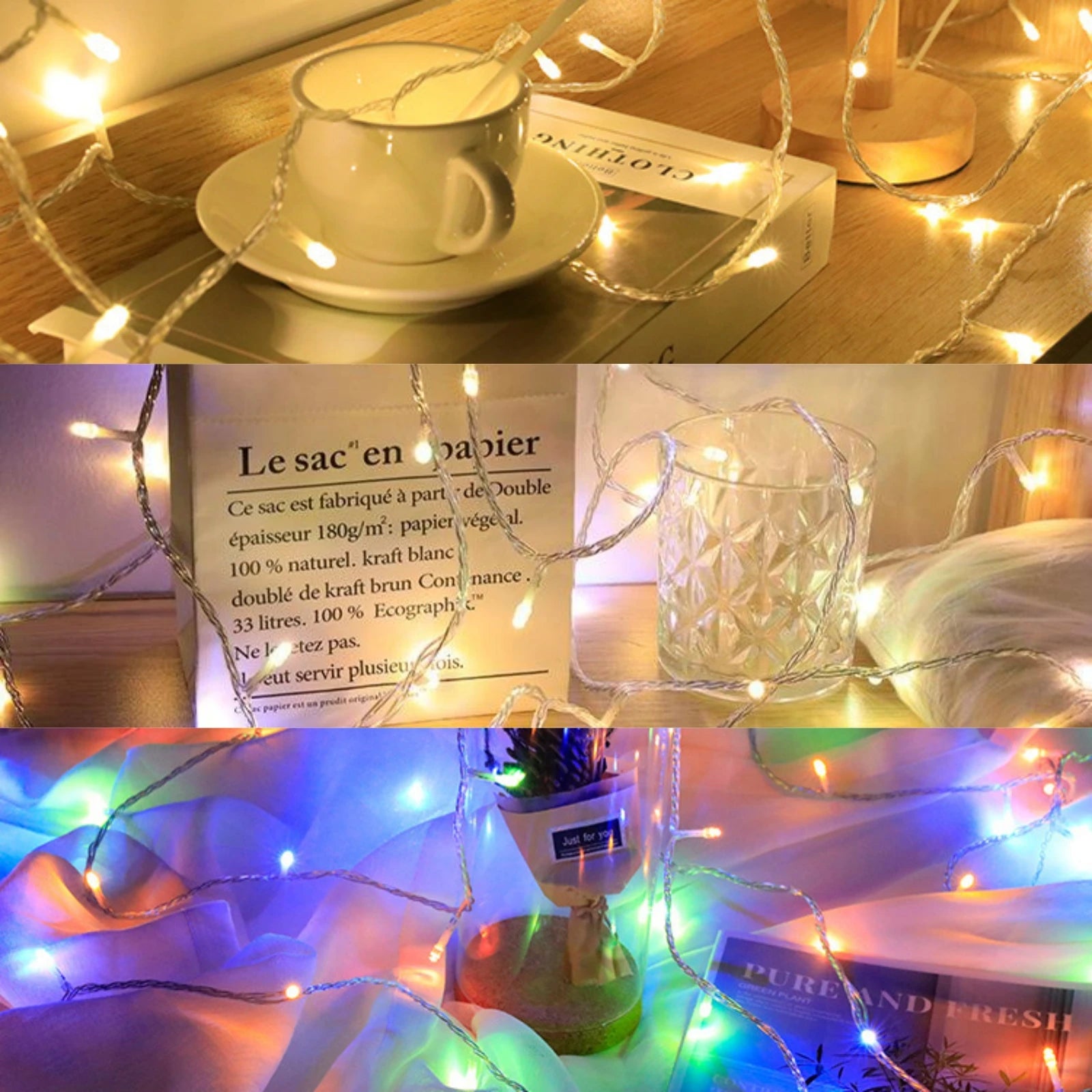 24V 100/800LED String Lights 8 Modes Waterproof Blue White Warm RGB LED Fairy Lights Courtyard Christmas Party Wedding Decor