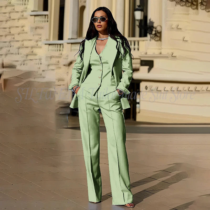 Ensembles tailleur 3 pièces pour femme : veste, pantalon et gilet - Tenues décontractées élégantes pour le bureau - Vêtements féminins de haute qualité - Ensembles blazer chics et formels