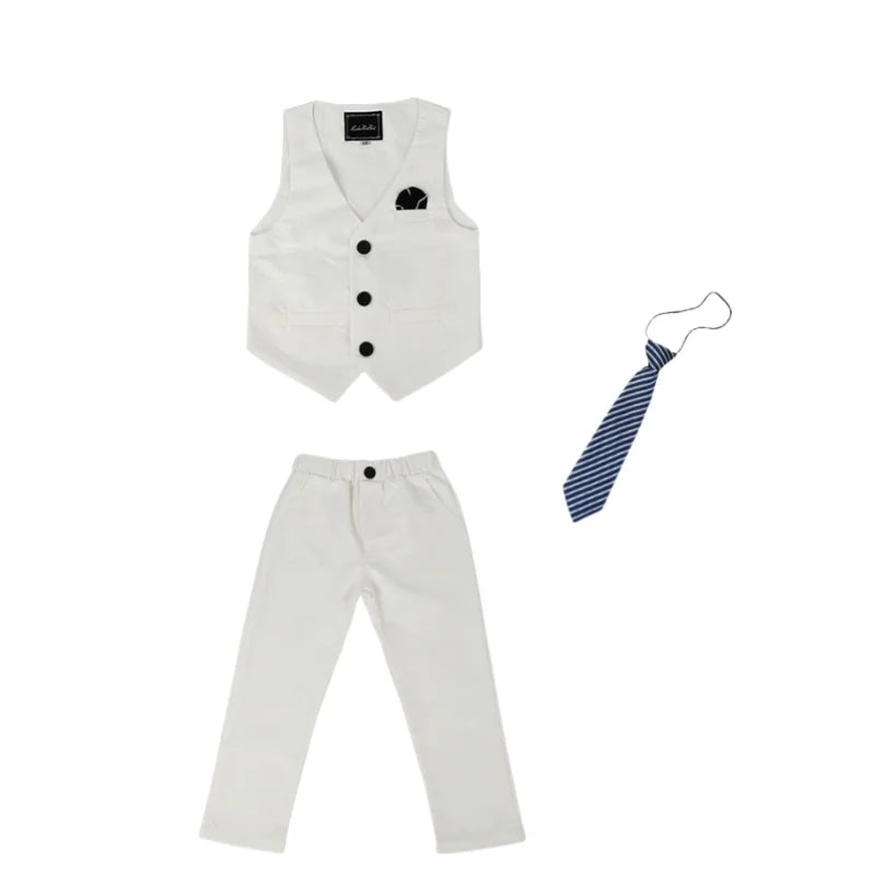 Ensemble gilet et pantalon pour garçons avec cravate, costume habillé formel, tenue de mariage ou communion pour adolescent, costume de performance de piano pour enfants