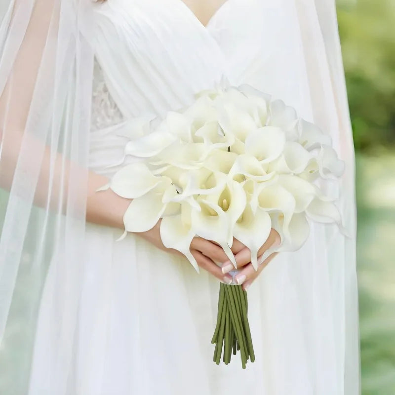 Bouquet de mariée artificiel de callas — 6 tiges, 40 cm