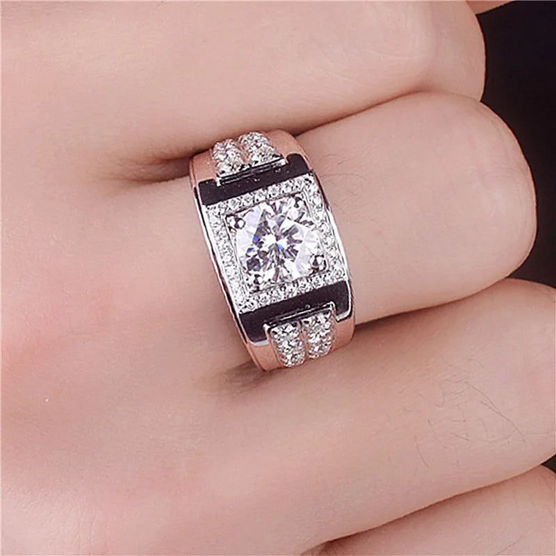 Bague de mariage ajustable ouverte pour homme en zircon bleu-vert pleine pavé, bijou tendance hipster pour le marié